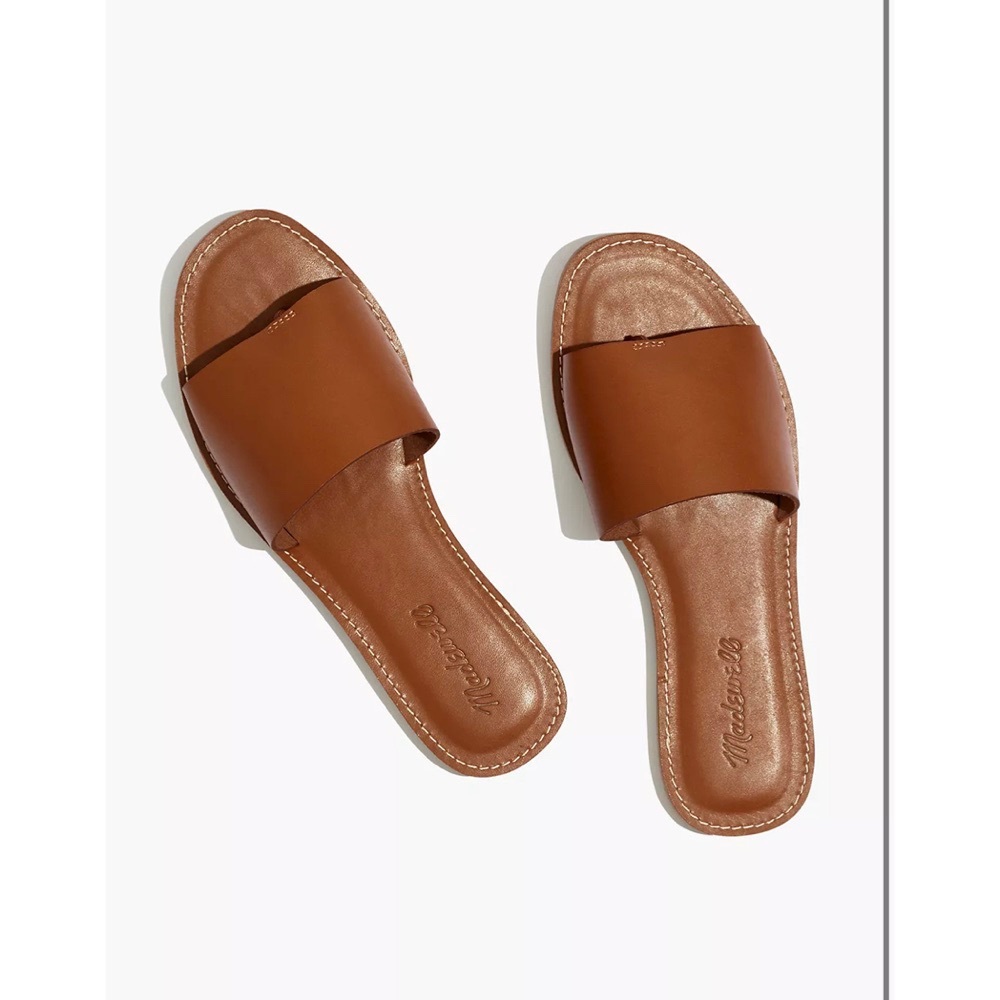 Madewell The Boardwalk Post Slide Sandal in Leather